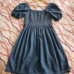 GAP Blue Denim Puffy Sleeve Babydoll Dress
